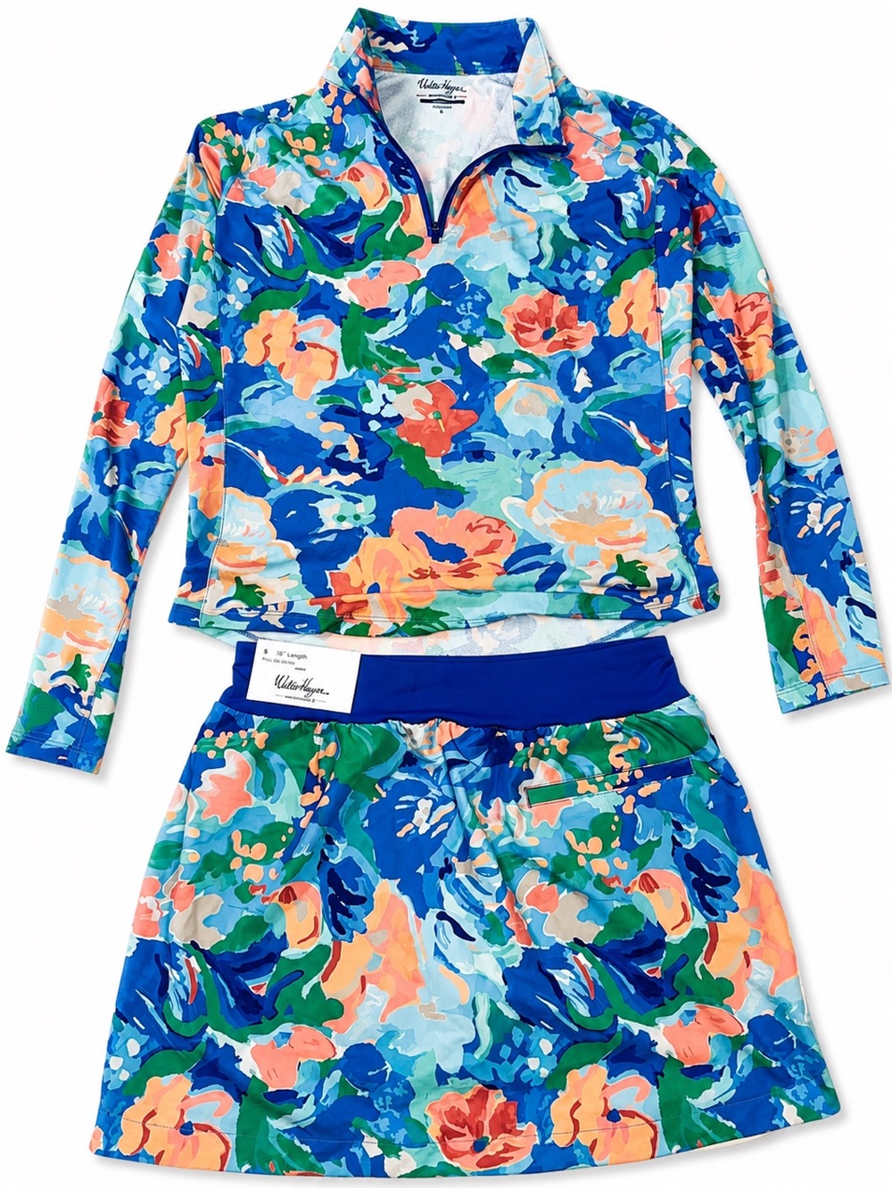 Walter Hagen Women’s Small Floral Golf Quarter Zip & 16” Skort Set NWT